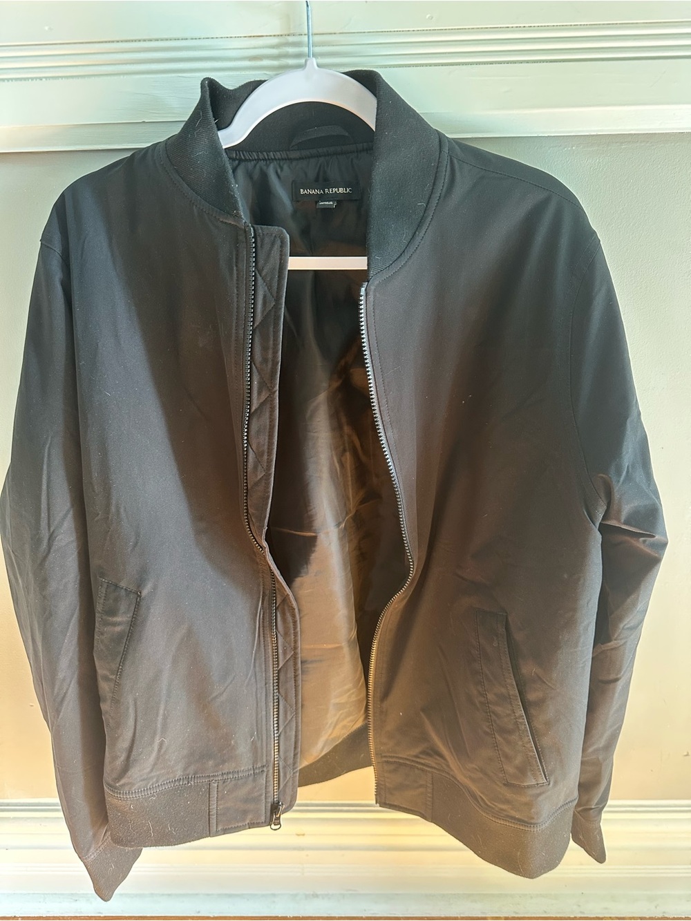 Banana Republic Black Bomber Jacket with Stand Collar